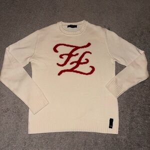 Ivory Fendi Cashmere Sweater with Red Script